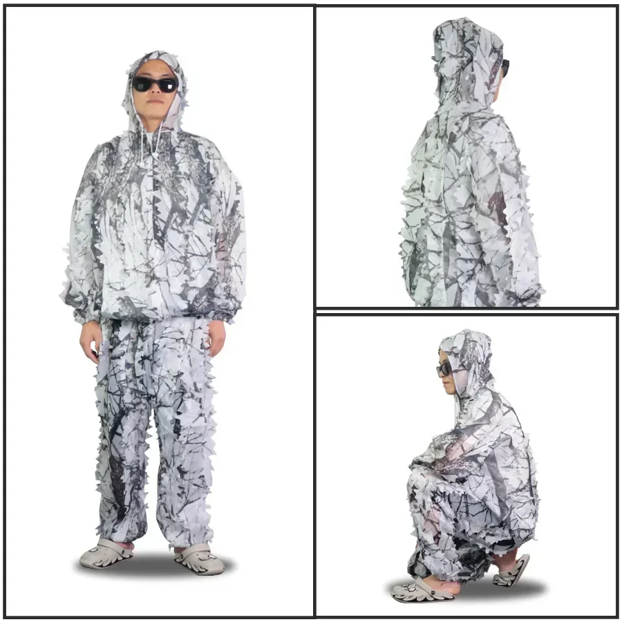 For Jungle Hunting, Shooting,Ghillie Suit 3D Leafy Camo Hunting Suits,Gillies Suits for Men Youth, Leaf Camouflage Hunting Suits