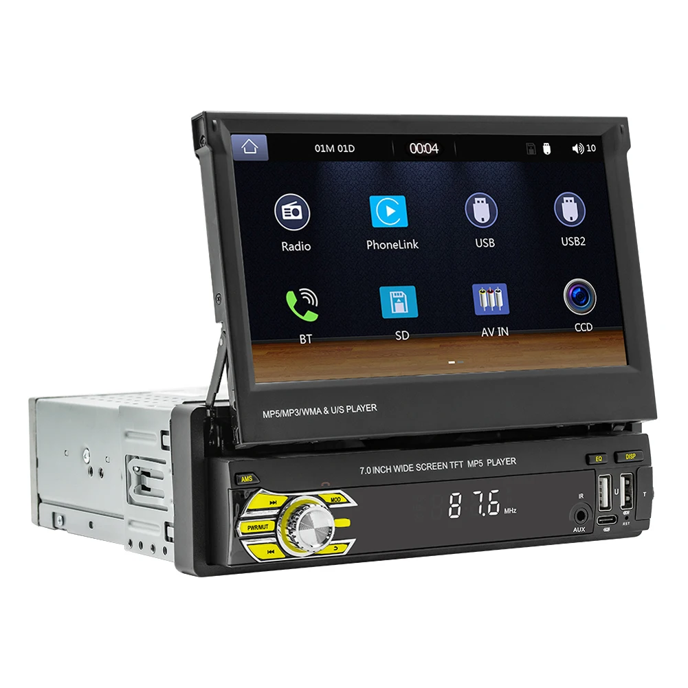 

7 Inch Car Radio Reversing Camera CarPlay Android Auto FM Receiver Bluetooth-compatible Audio System Mirrorlink RCA Audio Output