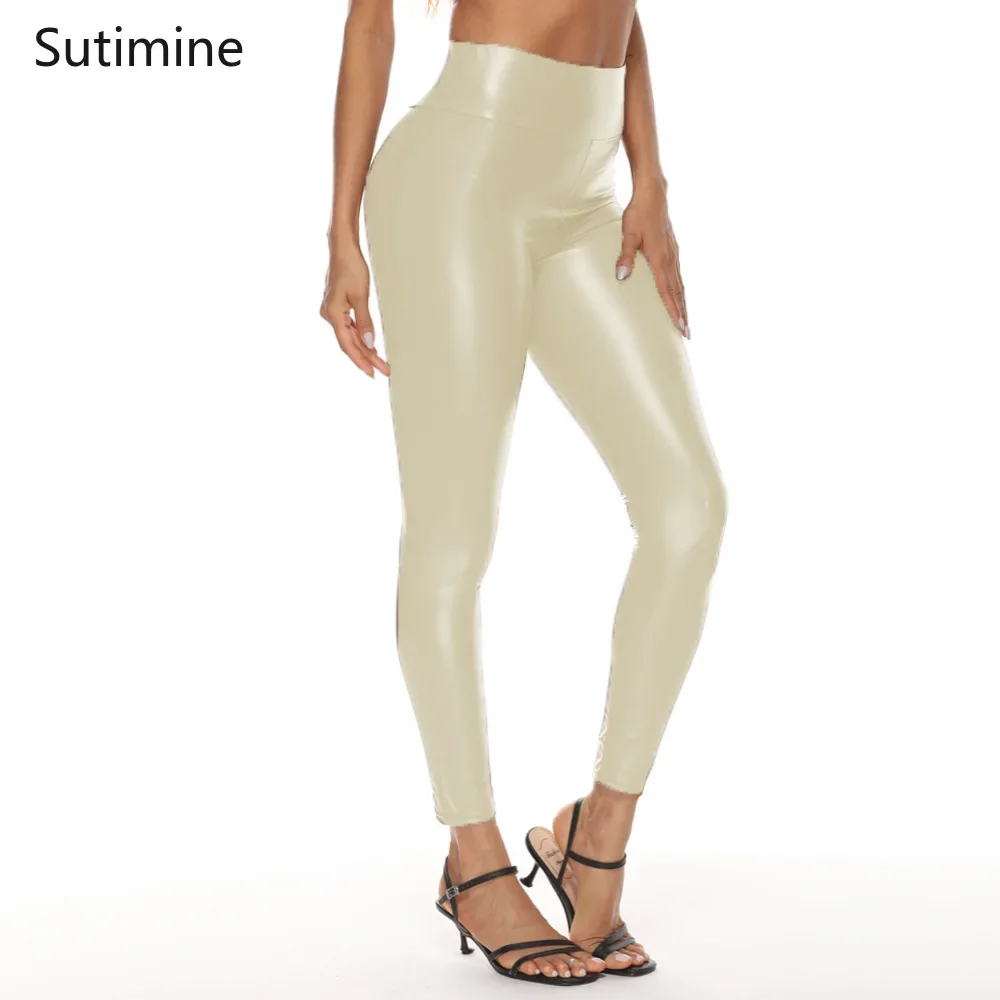 Faux Leather Leggings Pants 5XL Brown Sexy Skinny PU Leggings Party Club Push Up Green Stretchy Autumn Leather Pencil Trousers