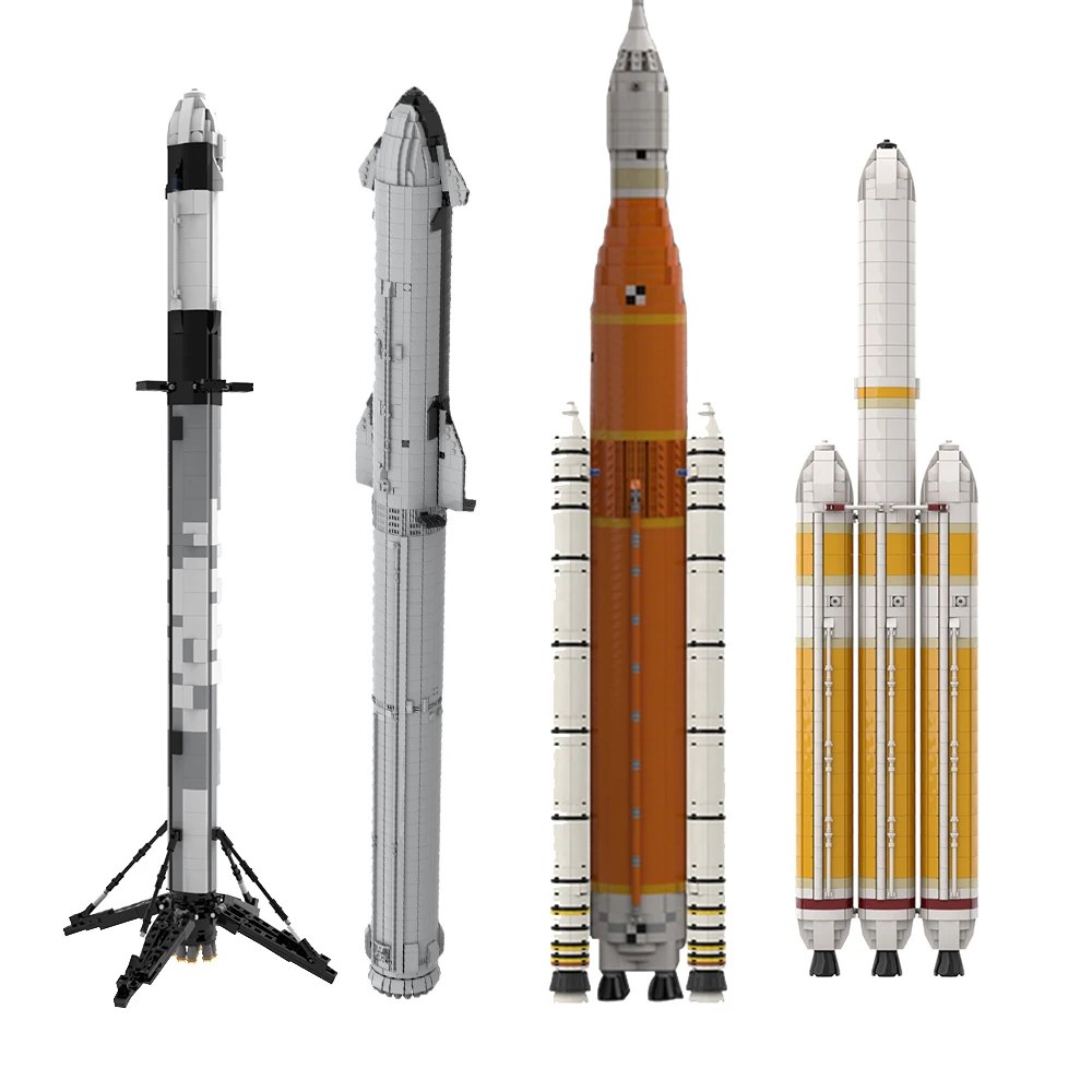 

MOC Ultimate Space X Falcons 9 Scale Rocket Building Blocks Set Artificial Satellite Ariane 5 ECA Aerospace Series Bricks Toys