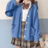 Womens Japanese Cute Knitted Cardigan Sweater Cosplay Long Sleeve Button Down School Jacket Womens Cardigan Preppy Style 5