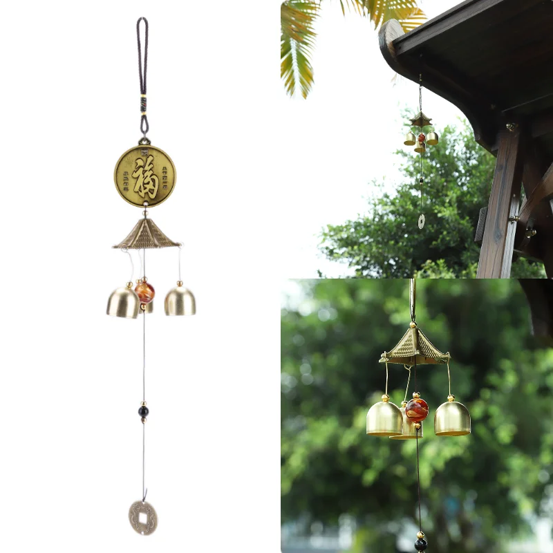 Wind Chimes Metal Copper 6 Bells Outdoor Garden Yard Home Hanging Ornaments 