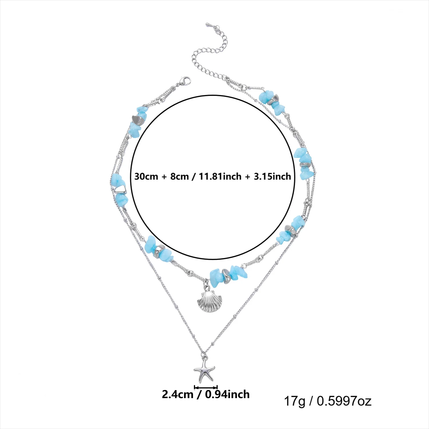 2026 Seaside Bohemian Seestern Doppellagiger Choker für Damen – Charmante unregelmäßige Muschel-Halskette für Sommerreisen und als Geschenk – Detail 7