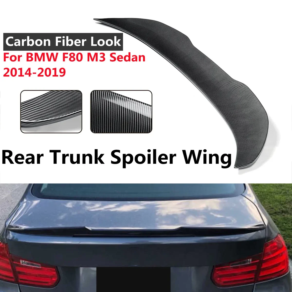 F30 F80 M3 Auto Spoiler Posteriore Lip Extension Per Bmw F30 2012-2018 F80 M3 2014-2019 4Dr Berlina Posteriore Tronco Spoiler Ala Lip Body Kit