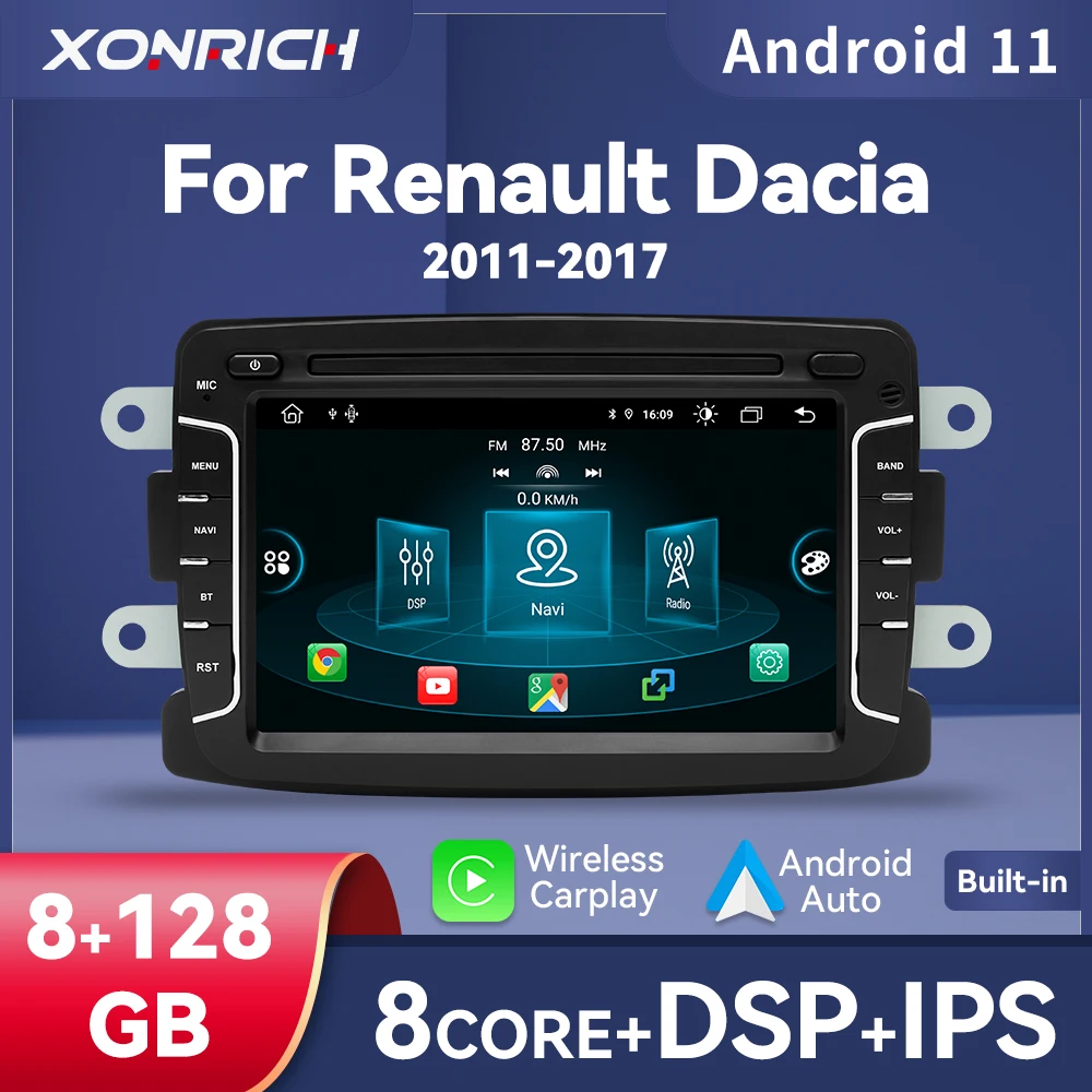 Wireless Carplay Android 11 Car Multimedia Radio For Dacia Lodgy Logan