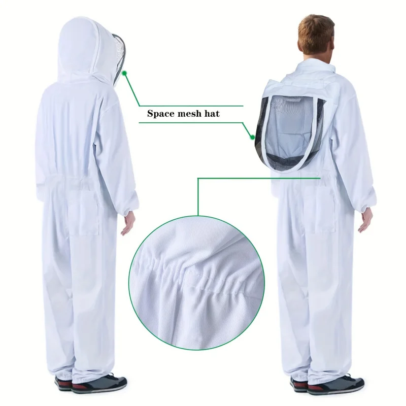 Professional Beekeeping Suit Full-Body Protective Gear with Veil Hood Breathable & Durable Fabric Ideal for Urban Ag