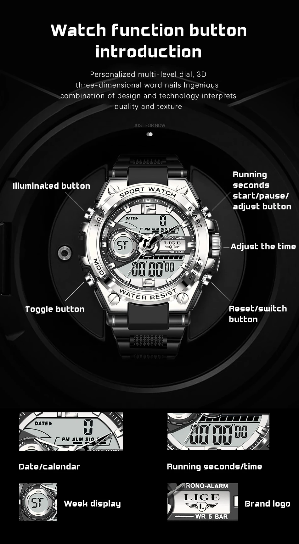 Sports Quartz Digital Men's Watch