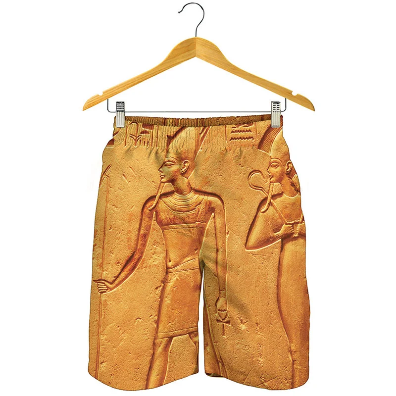 

Ancient Egypt 3D Print Beach Shorts Men Egyptian Murals Graphics Surf Board Shorts Streetwear Short Pants Summer Swim Trunks