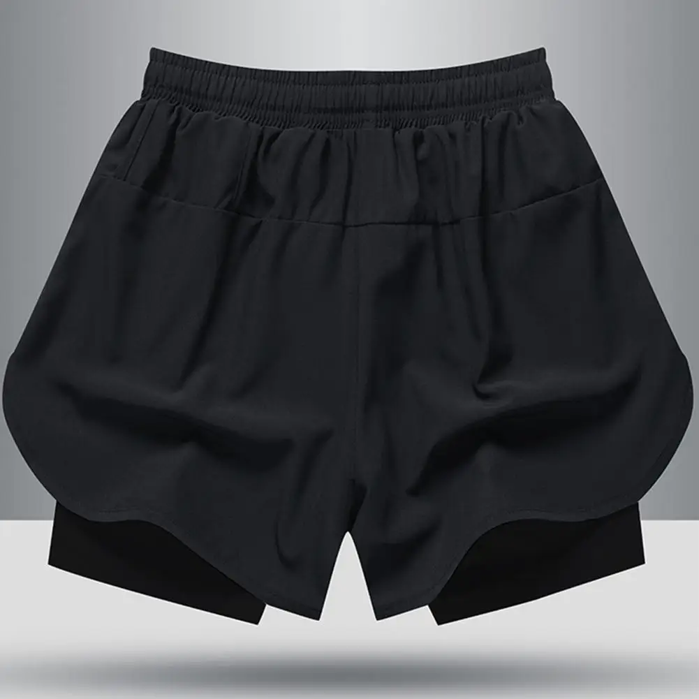 

Soft Swimming Trunks Stretchy Men Shorts Double Layers Casual Men Beach Shorts Daily Wear