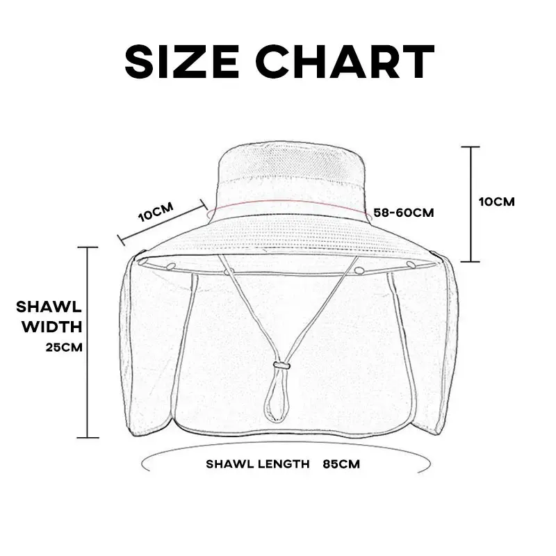 Adjustable Outdoor Cap with Neck Guard Sunscreen UV Protection Breathable Foldable Men Women Fishing Camping Hiking Casual Hats