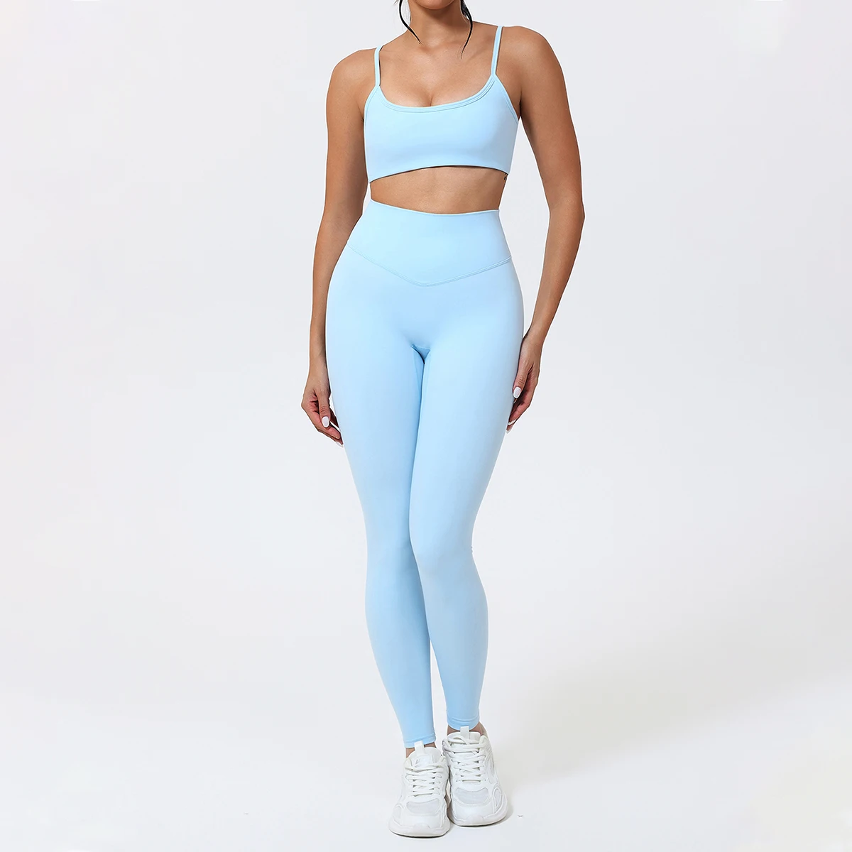 Hearuisavy 2Pcs Sports Bra Set Women Gym High Waist Running Fitness Leggings Breathable Anti-Shock Back Support Yoga Top Female - תמונה 5