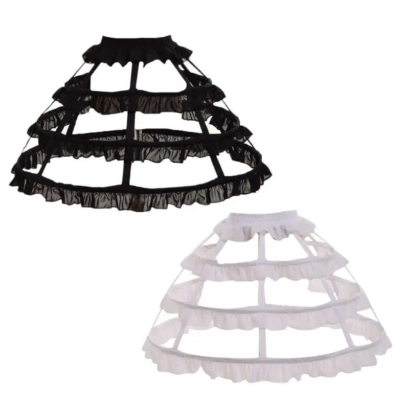 Women Girls Hollow Leaf Lace Bird Cage Fish Bone Skirt Cosplay Dress Skirt Petticoat Bride Wedding Dress