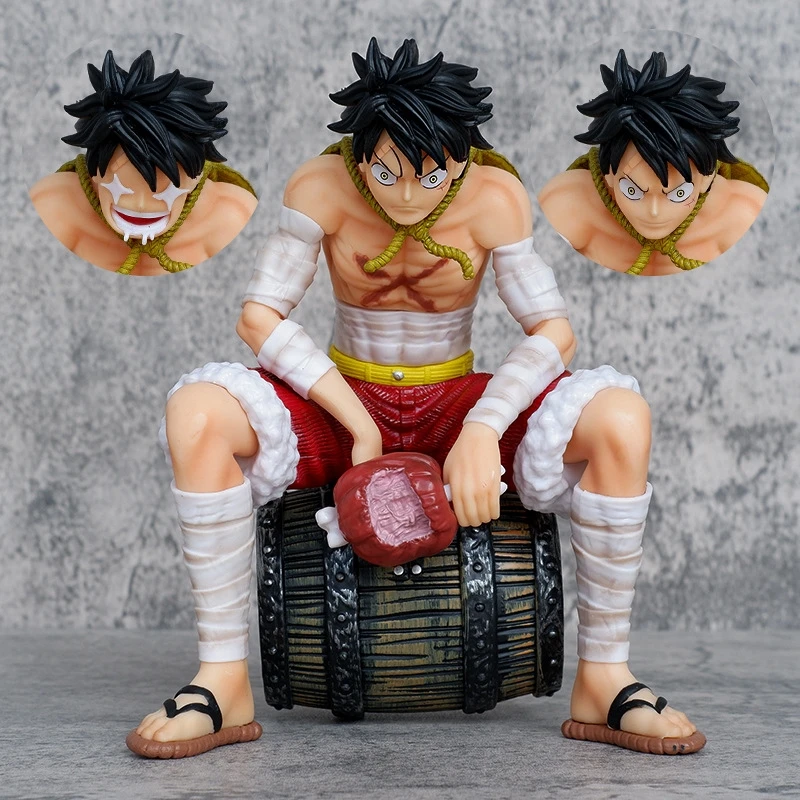 

20cm One Piece Anime Figures Luffy Action Figurine Gk Pvc Statue Changeable Heads Doll Collectible Model Room Ornament Toy Gift