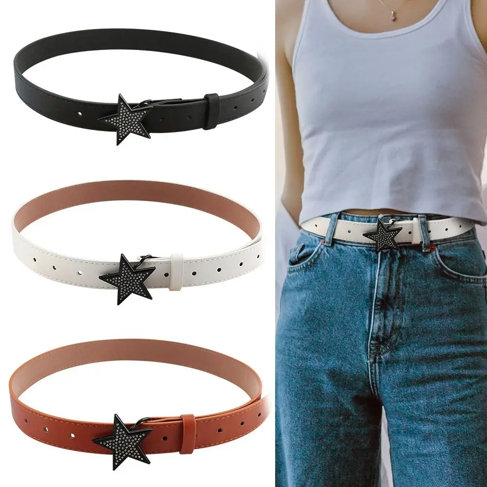 

Women Simple Exquisite Star Rhinestone Buckle Dress Decoration Waistband Waist Strap Waist Belts PU Belt