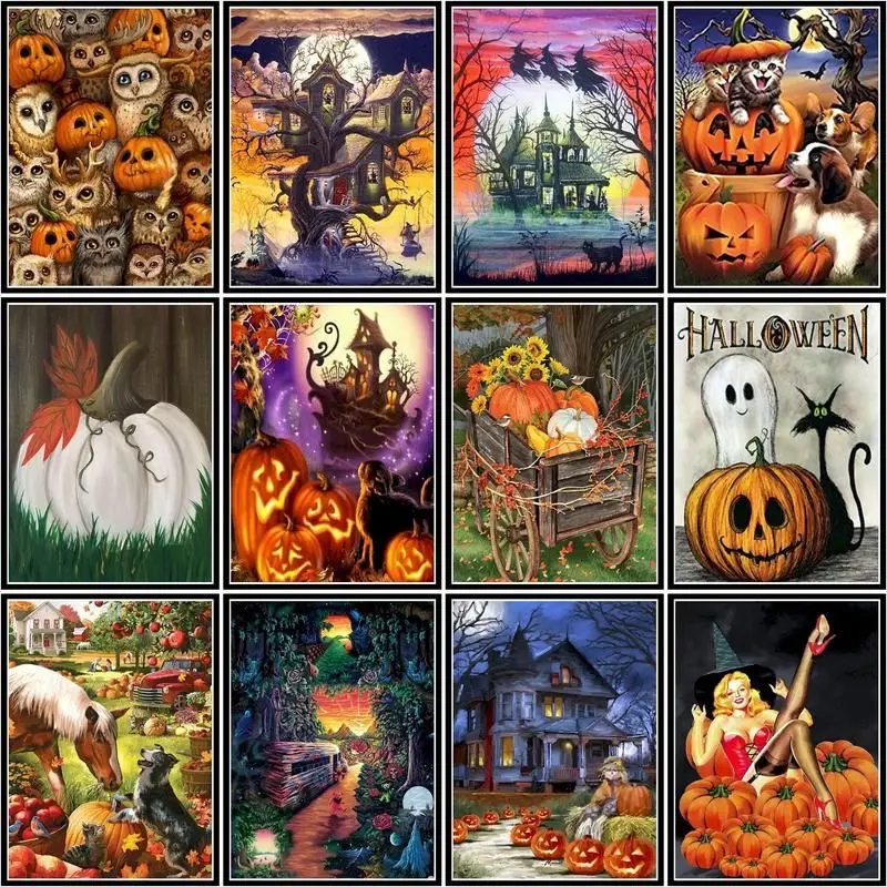 CHENISTORY Paint By Number Halloween Scenery Drawing On Canvas Gift Diy