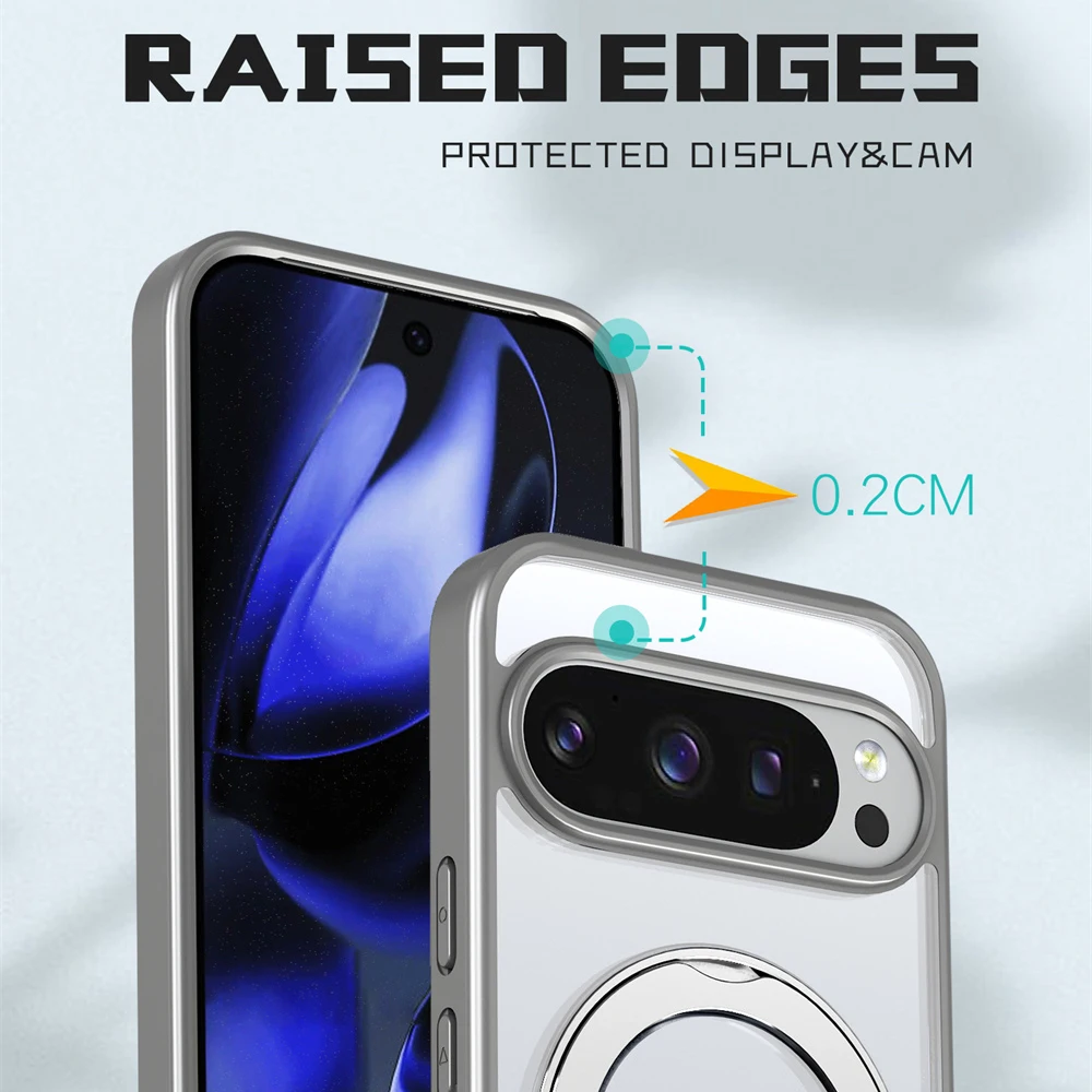 Matte Frosted Shockproof Aluminum Alloy Magnetic Rotating Stand Phone Case