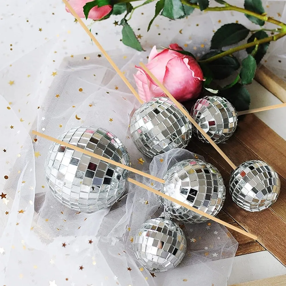 10 Stück 2–5 cm Disco-Spiegelkugel-Kuchenkarten-Einsatz für Geburtstag, Hochzeit, Valentinstag, Weihnachten, Karneval, Party, Kuchendekoration – Detail 7