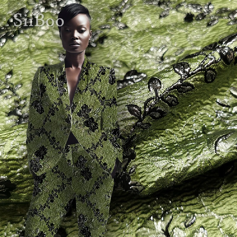 

Siiboo embossed metallic fiber jacquard fabric for women dress pants Italy luxurious style spring autumn SP6617