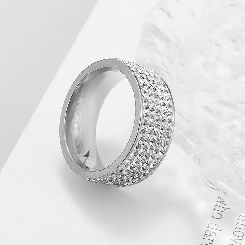 Hip Hop Iced Out Cz Bling Ring Gold/silver Color Stainless Steel Wedding Engagement Rings for Women Men Jewelry wedding rings silver ring womens ring couple rings cubic zircon ring finger rings jewelry rings ring jewelry