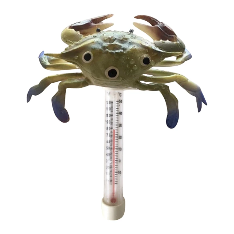 ABXE-Pool Thermometer Floating Easy Read Large Size Pool Thermometer Ocean Animal Shaped Thermometer(Crab)