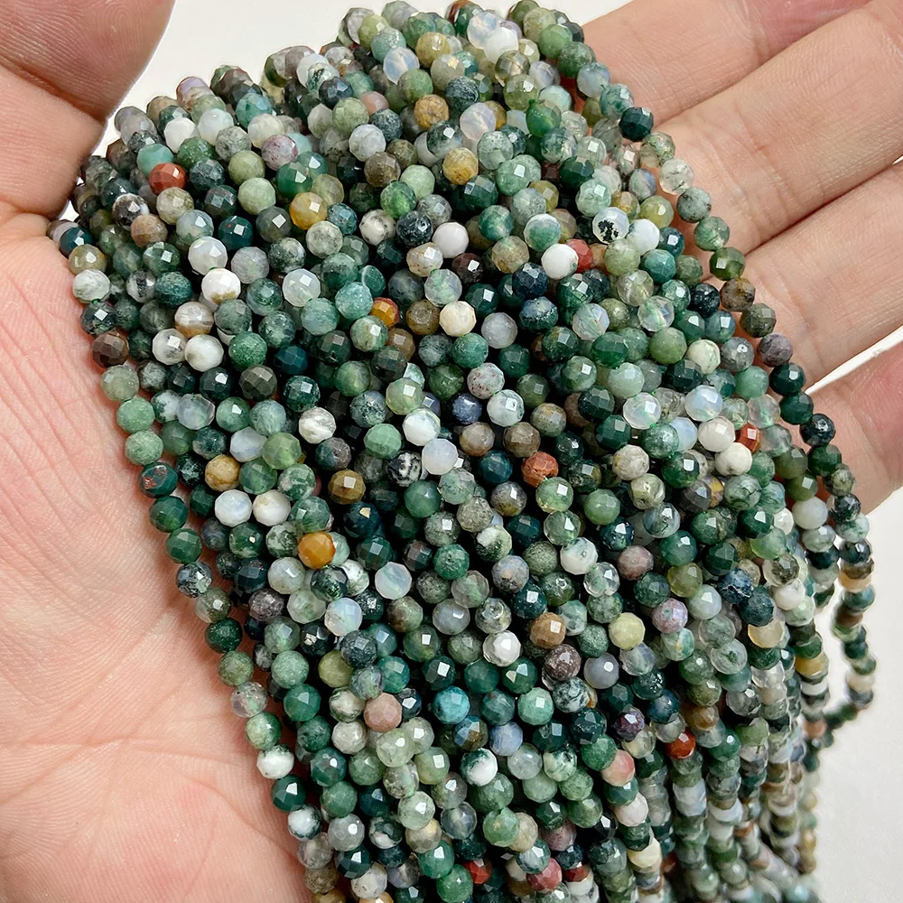 Small Green Natural Stone Faceted Beads