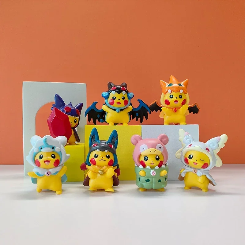 

7pcs Pokemon Car Ornaments Action Figures Pikachu Cosplay Model Anime Peripherals PVC Doll Collection Toy for Kids Birthday Gift