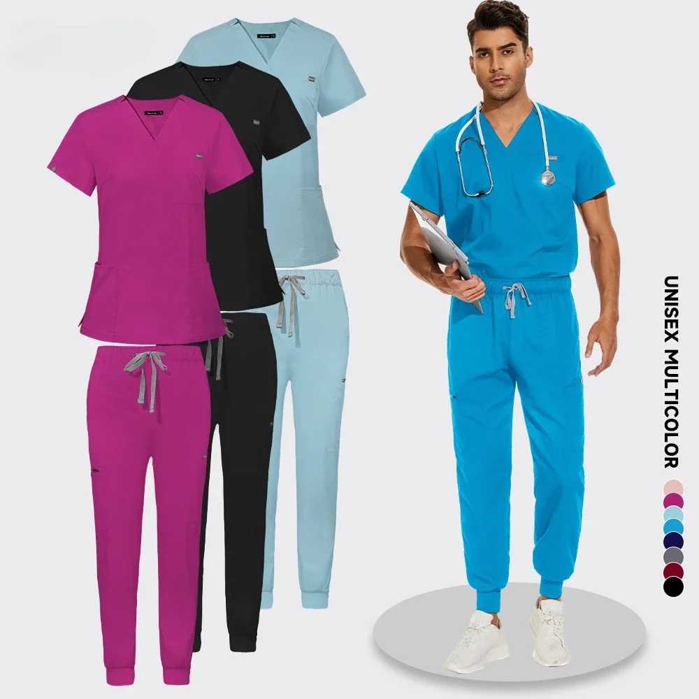 

Medical Uniform Scrubs Nurse Accessories Uniform Unisex Clinical Overalls Women Men Operating Room Jogger Suit Doctor Tops Pants