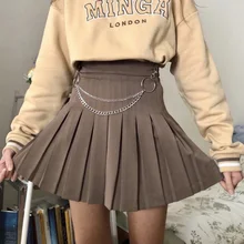 

Fashion Kawaii Female Korean Version Sexy Solid Color Pleated Short Skirt High Waist Campus Style Suit Mini Skirt (no Chain)