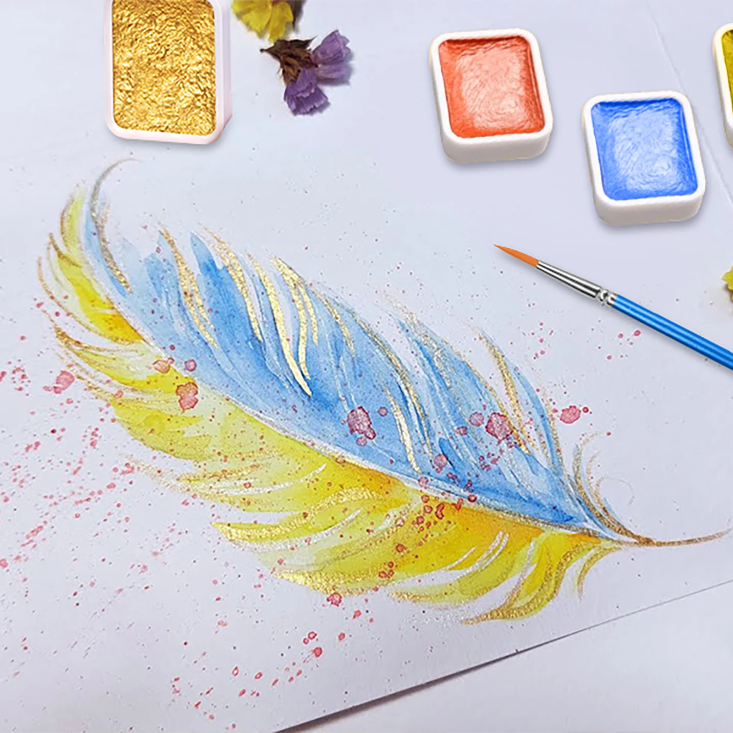 20 Colors Pearlescent Watercolor Set Metallic Watercolor Paint Set Sparkle Pearlescent Watercolor For Artists Students Hobbyists 3