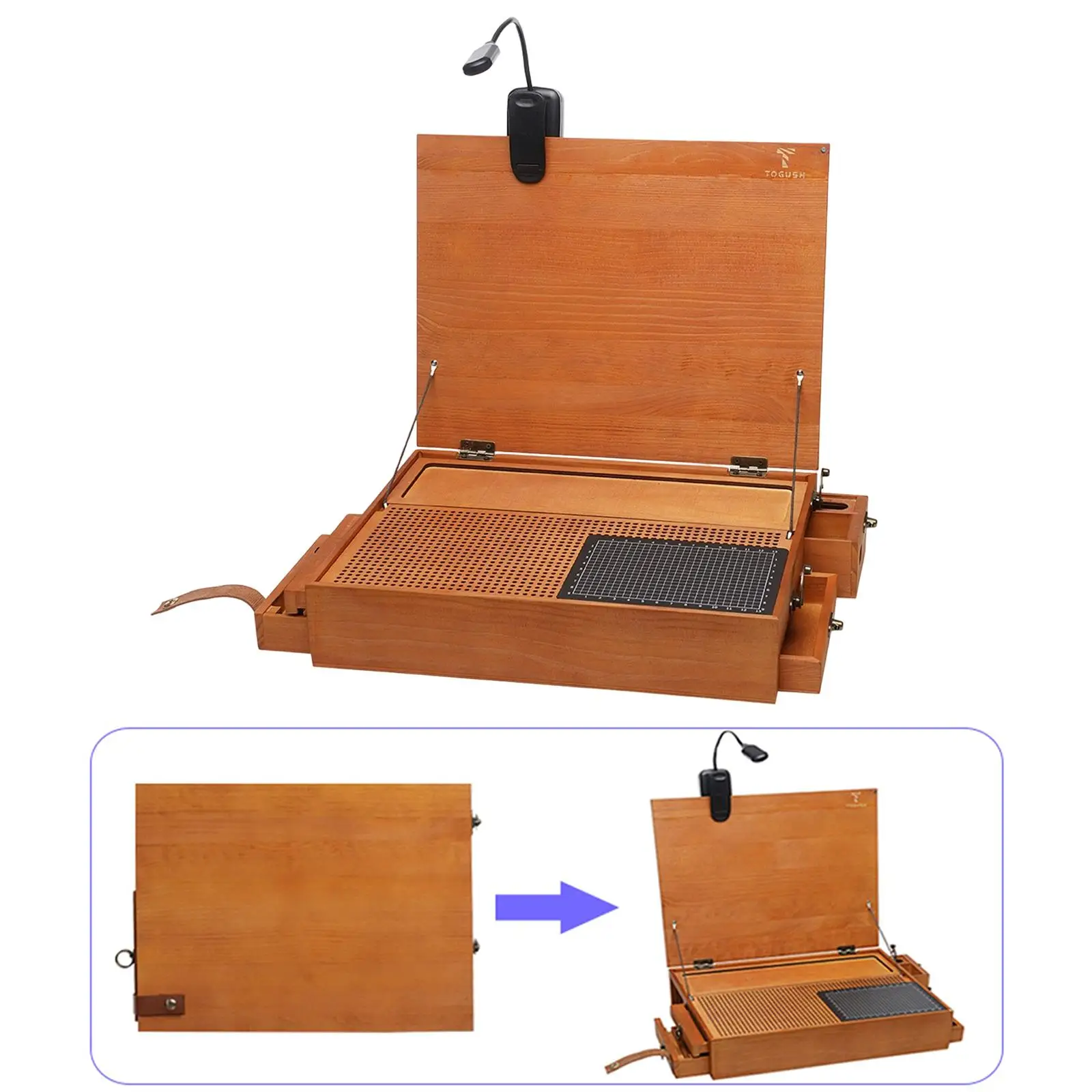 Établi pliable modélisme avec lumière et tapis de découpe 34x26 cm