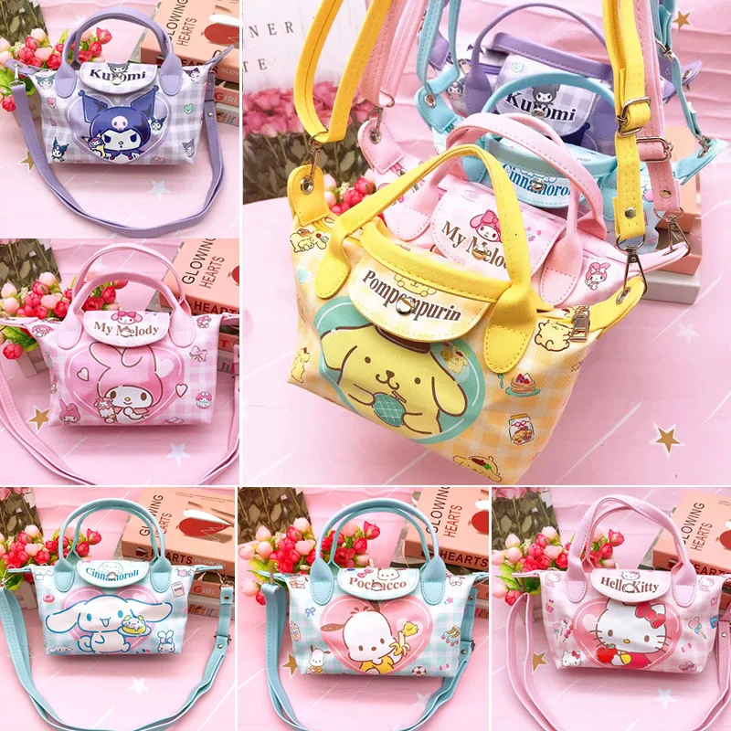 

New Sanrio Kuromi Cinnamoroll Handbag Cartoon Anime My Melody Hello Kitty High Volume Satchel Girl Portability Cute Shoulder Bag