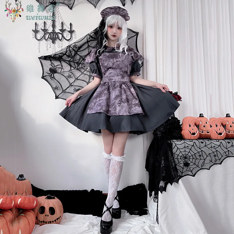 Japanese Halloween Gothic Vampire Mini Cosplay Maid Dress Party