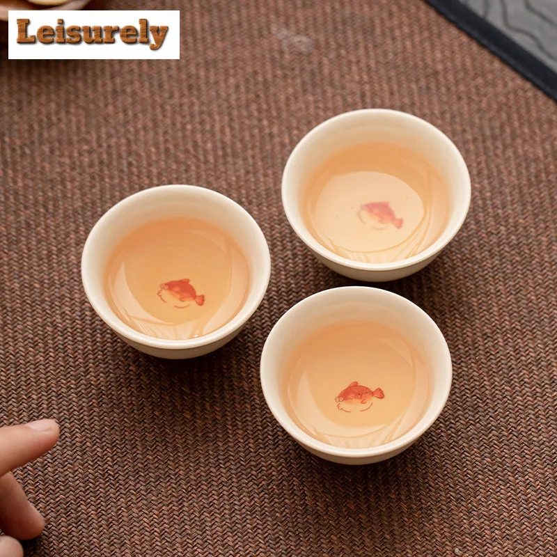 Retro Soda Glazed Fish Poems Gaiwan Japanese Tea Tureen Tea Bowl With Lid Kit Tea Maker Cover Bowl 1 Bowl 3 Cups Kit Teaware