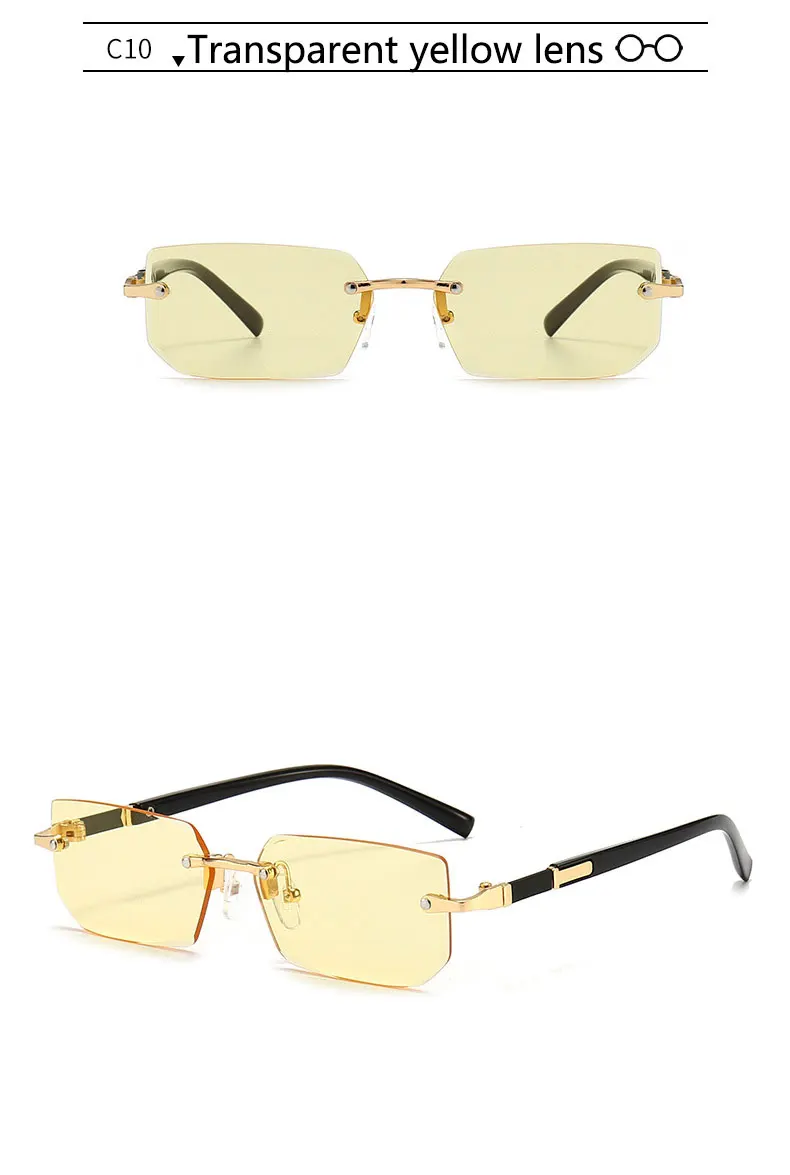 BOYSEE Herren-Brille mit rechteckigem schmalem Rahmen, Seaside Suglasses, UV400, rahmenlose Sonnenbrille im Hip-Hop-Stil – Detail 16