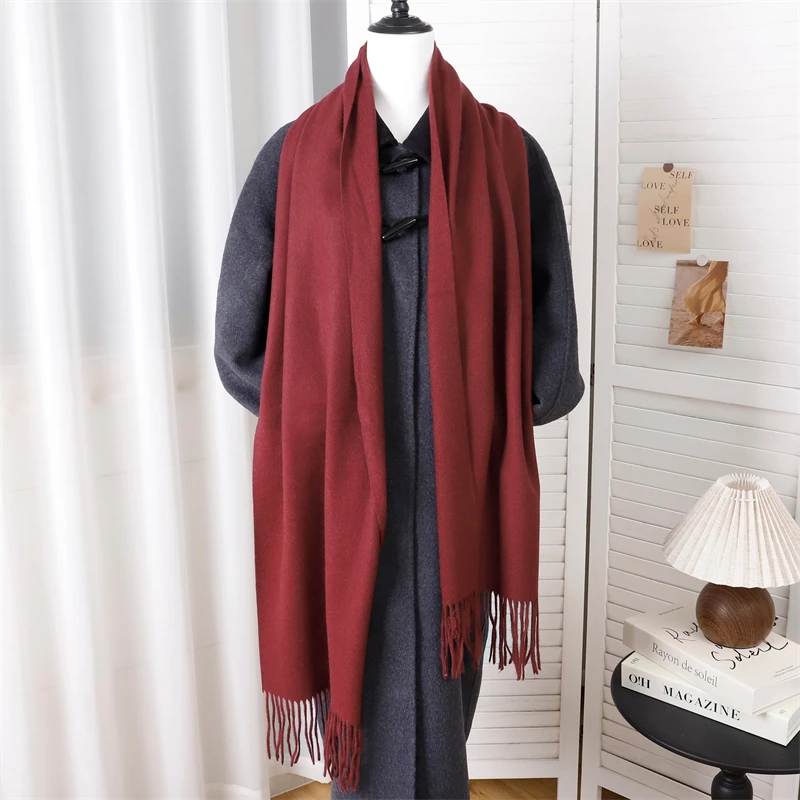 70 farbe Solide Winter Frauen Schal Warm Verdicken Kaschmir Schal Außen Quasten Pashmina Dame Wrap Winddicht Schals Mode Luxus – Detail 3
