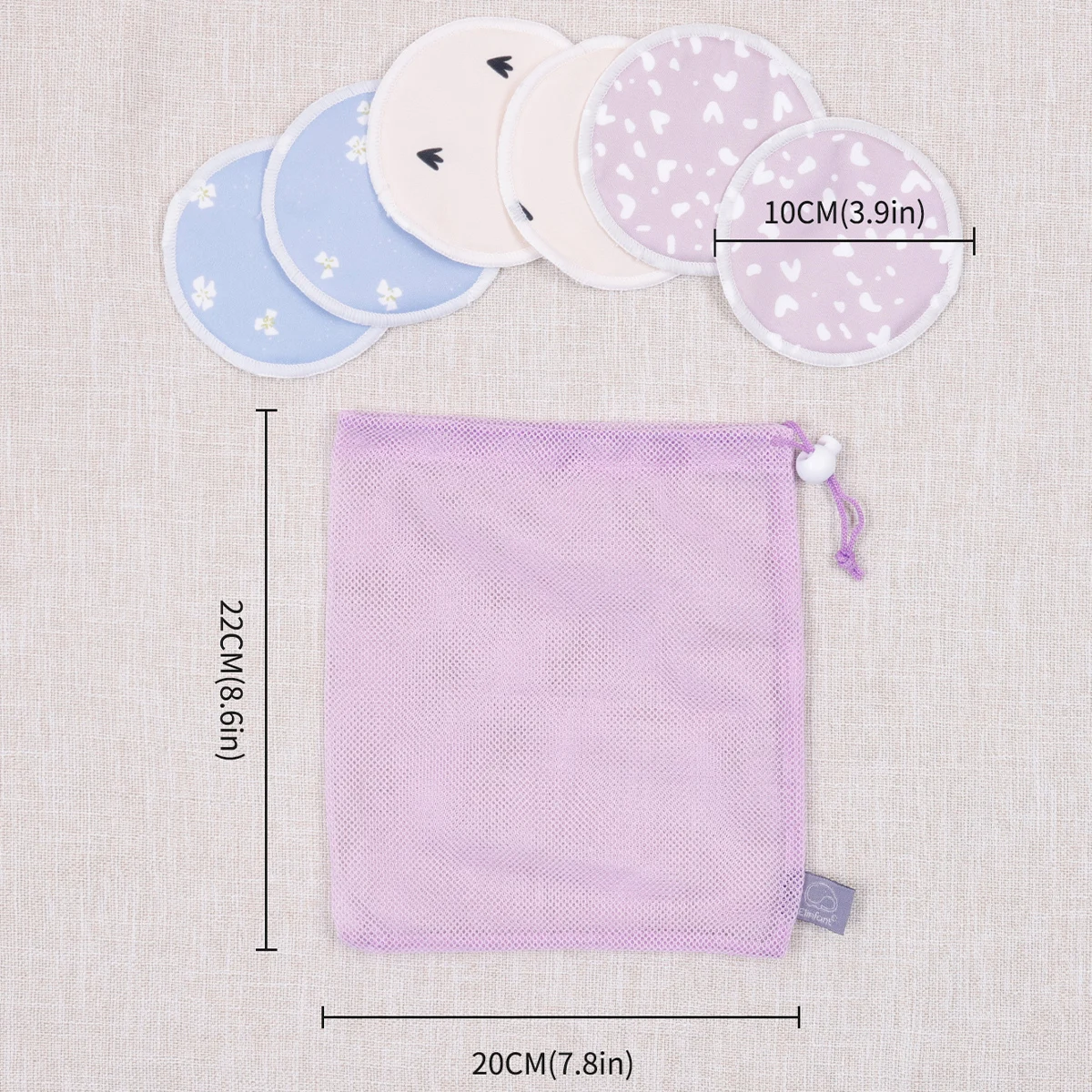 6 Pcs/Set Waterproof 10cm Bamboo Breastfeeding Pad Reusable Nursing Pads With Laundry Bag 6