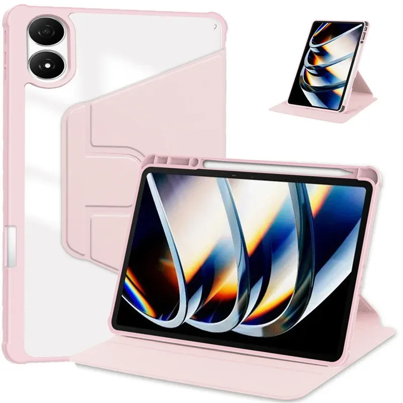 Premium 360° Rotating Acrylic Tablet Case with Pen Slot - Shockproof Smart Cover