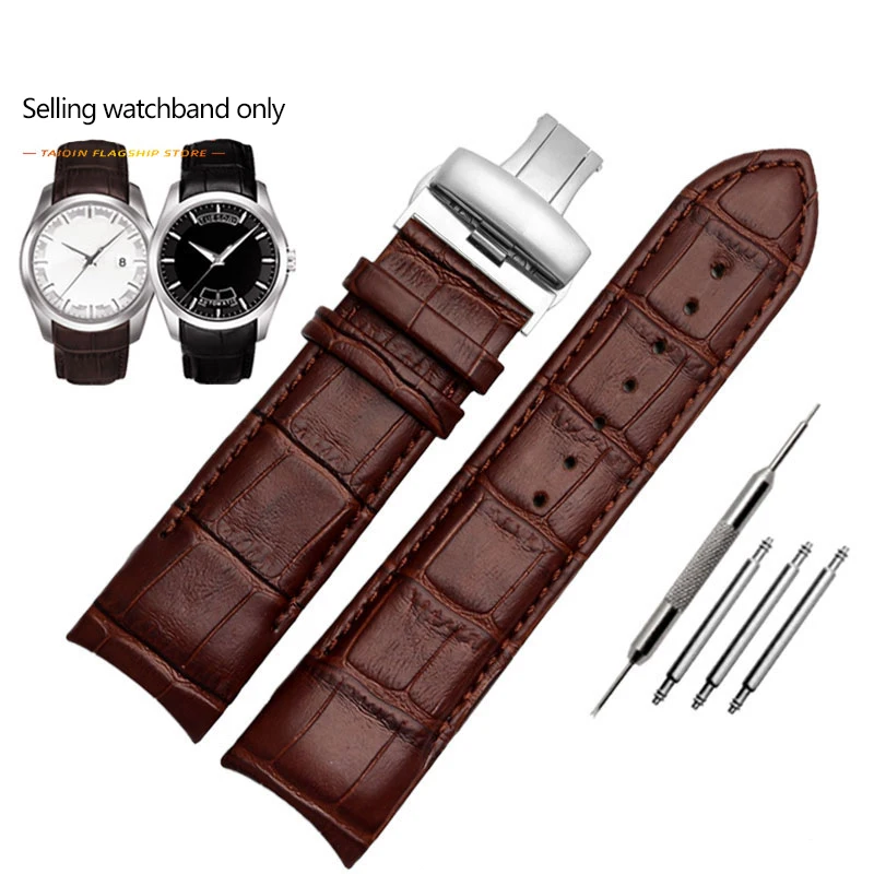 Premium Leather Watchband with Curved End and Butterfly Buckle - Available in Multiple Sizes