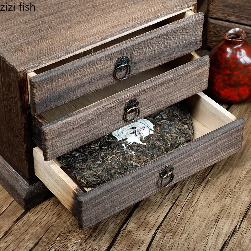 Multi-layer Wooden Tea Box Home Tea Organizer Bag Storage Boxes Jewelry Box Solid Wood Boxes Container Drawer Organizer tea tin box tea bag organizer