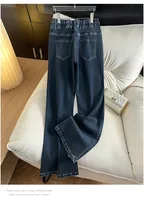 155Kg Plus Size Women's Spring Autumn Jeans High Waisted Casual Loose Flared Denim Pants Blue 5XL 6XL 7XL 8XL 9XL - Image 2