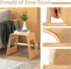 Stackable Bamboo Stools Set of 4, Leisure Seat Stools with Anti-Slip Foot Pads, Heavy Duty Home Shoe Changing Stool 5