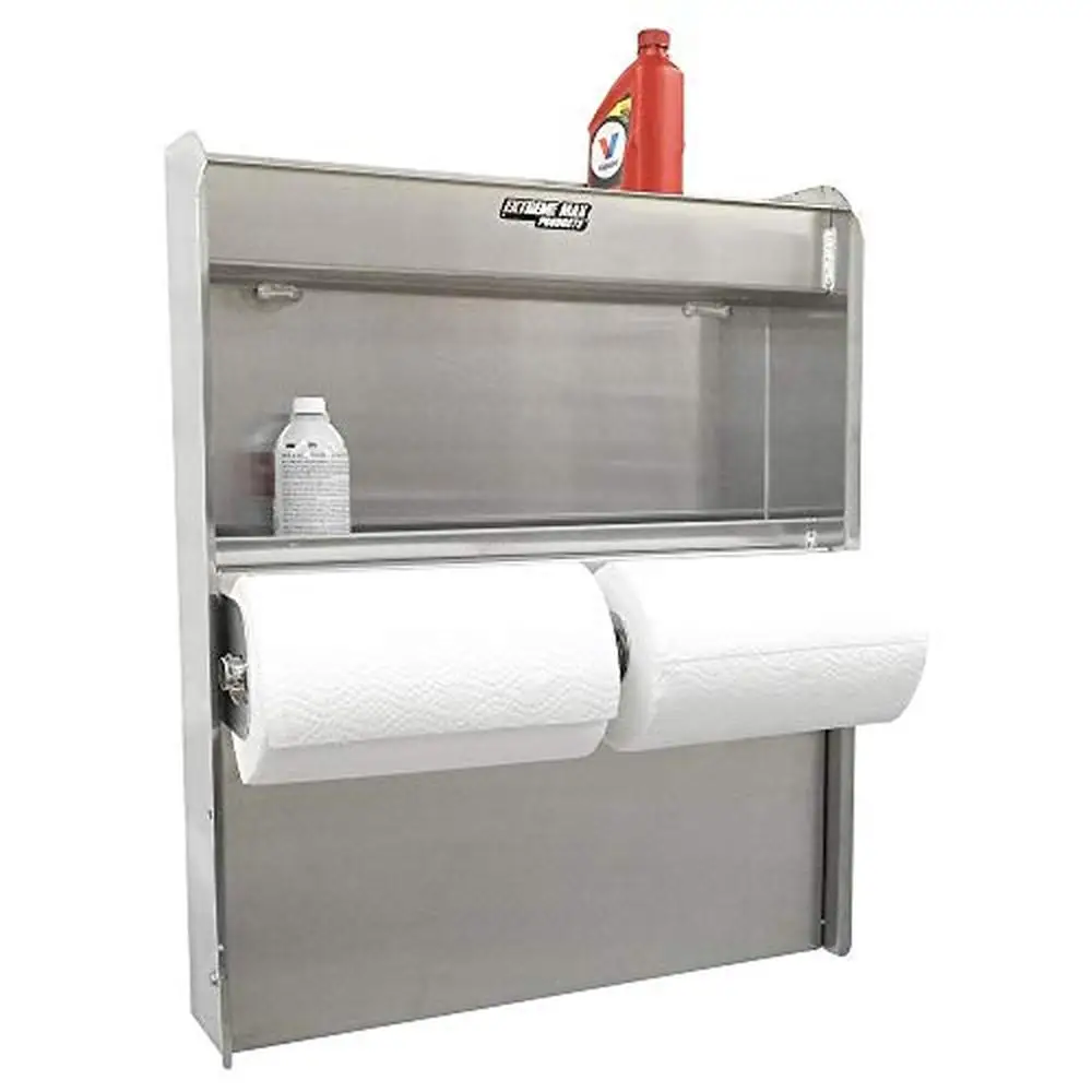 Aluminum Work Station Cabinet Flip-Out Work Tray Paper Towel Rack Organizer Trailer Shop Storage Shelf Foldable Lightweight 6