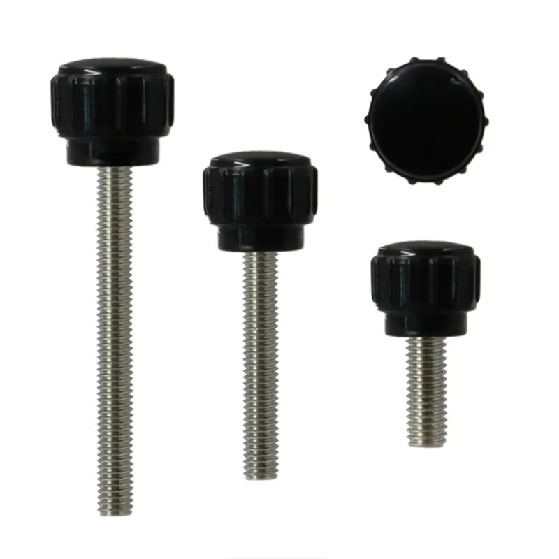 10pcs Black Bakelite Round Head Thumb Screws with Stainless Steel Rod