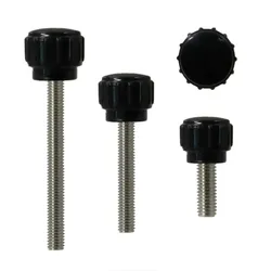 10pcs Black Bakelite Round Head Thumb Screws with Stainless Steel Rod - M5x40mm