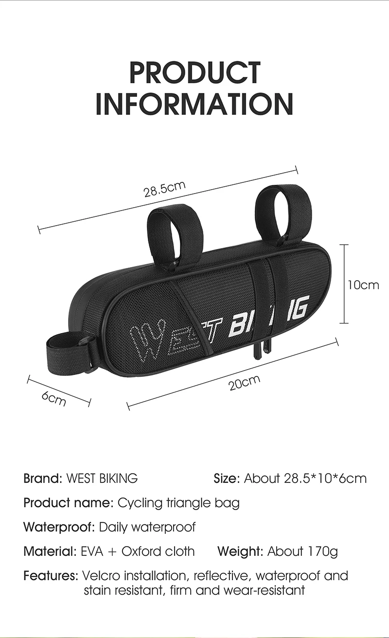 WEST BIKING Bicycle Bag Sensitive Touch Screen Bike Phone Bag Front Frame Reflective MTB Road Cycling Accessories Panniers