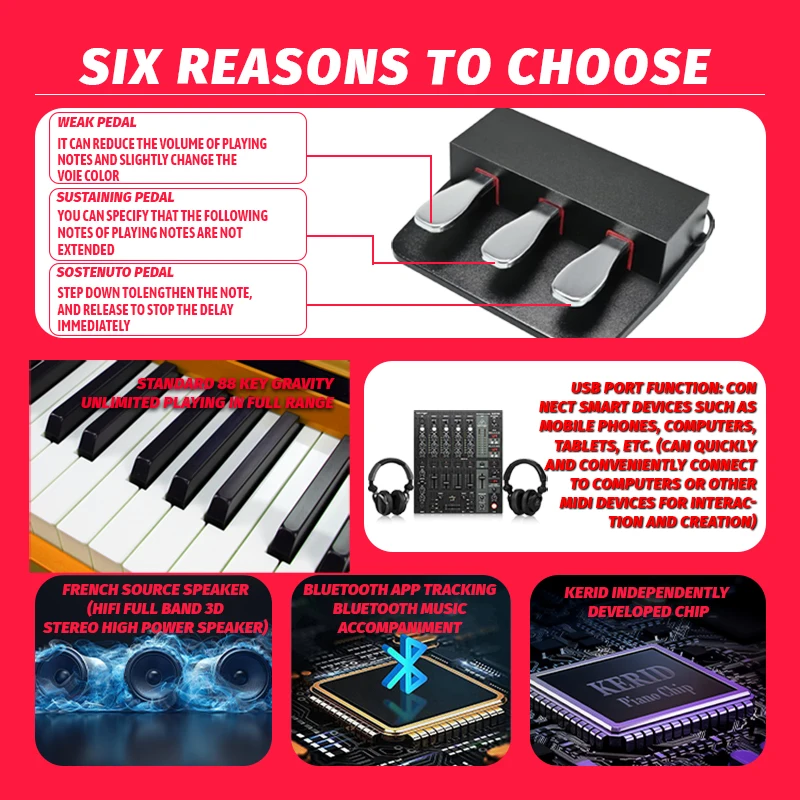 FREE SAMPLE Professional Music Instrument Portable Electronic Piano Desk Keyboard Electric Piano 88 Key Weighted Digital