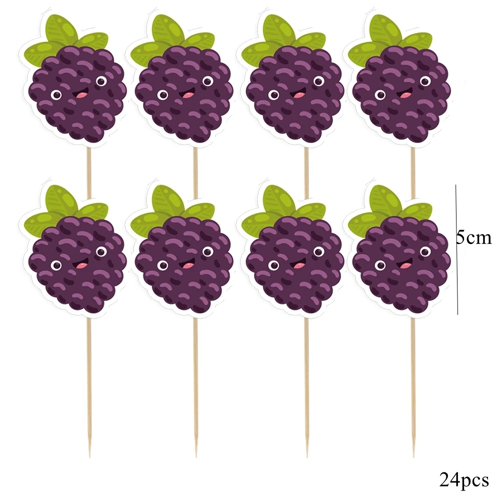 Fruit Cake Topper for Birthday Party Cakes 24Pcs 24pcs Fruits Cake Topper Strawberry Watermelon Smiling Face Cupcake Toppers for Kids Summer Fruits Birthday Party Decorations 4