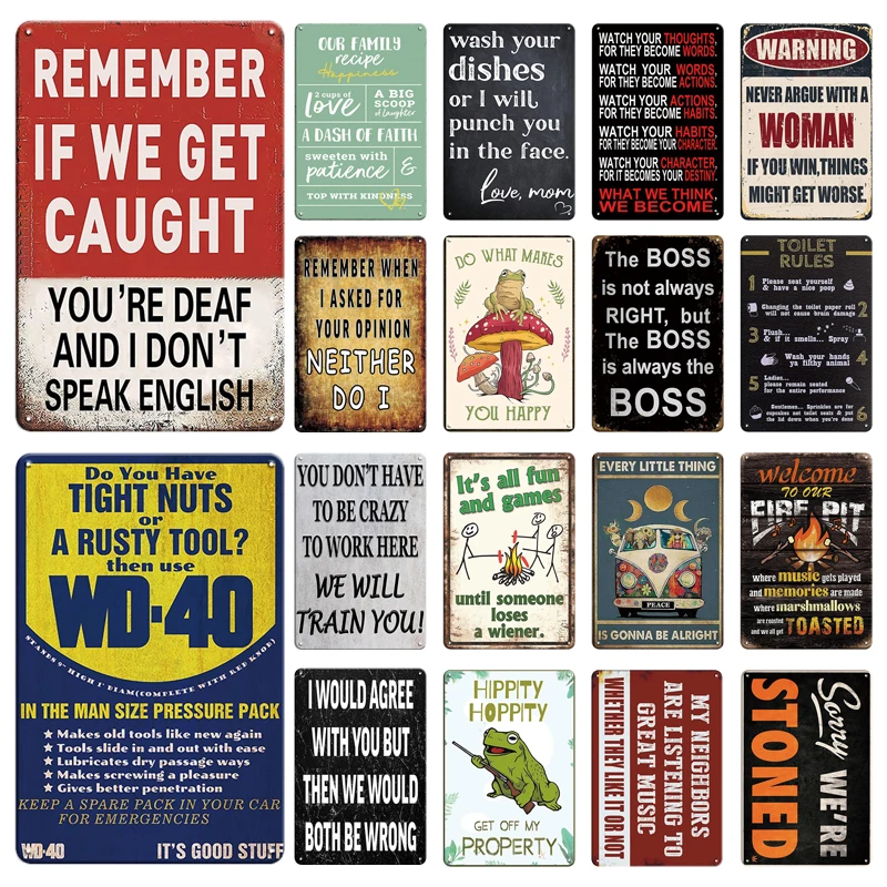 Tin Sign Funny Quote Wall Plaque Inside Out Home Decor