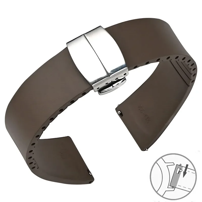 Premium Fluoro Rubber Quick Release Watch Band with Universal Butterfly Buckle