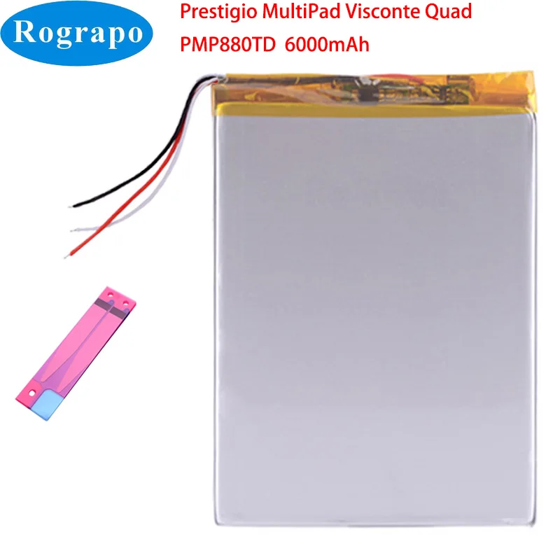Rechargeable Battery 3.7V 6000mAh Tablet PC Battery For Prestigio MultiPad Visconte Quad PMP880TD 8.0"